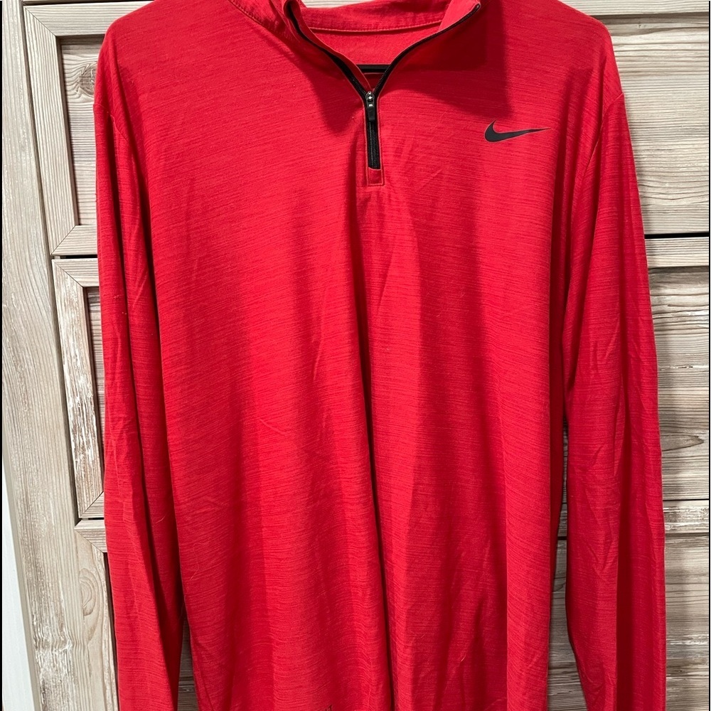 Nike mens large red 1/4 zip pullover used good condition